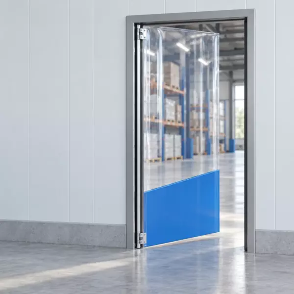 Маятниковая распашная одностворчатая эластичная дверь из ПВХ 200*90